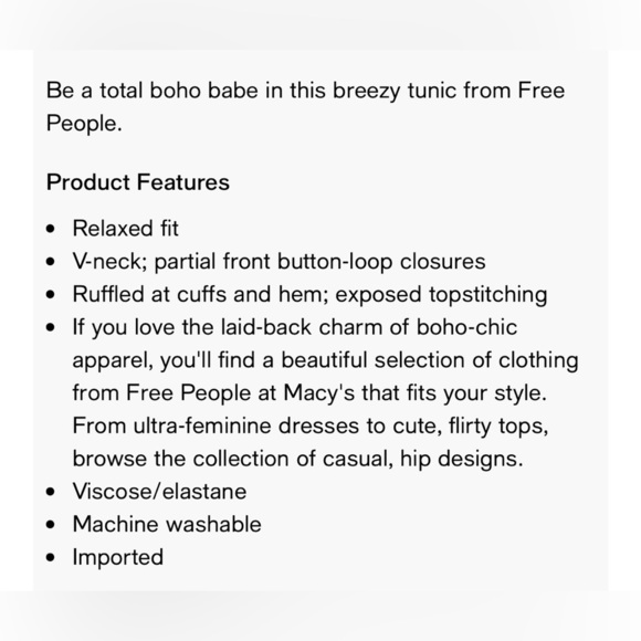 NWOT FREE PEOPLE Olivia printed ruffled tunic. Size M - Picture 9 of 9